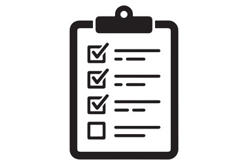 Fototapeta premium Simple checklist clipboard silhouette icon minimalist vector illustration isolated on white background 