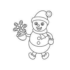 Obraz premium Cheerful Snowman Catching Coloring Page