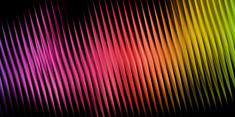 Diagonal gradient lines with vibrant colors ranging from pink to green on a black background