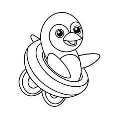 Obraz premium Cheerful Penguin Racing Coloring Page