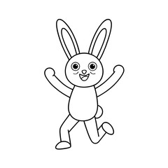 Obraz premium Happy Bunny Dancing In Coloring Page