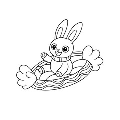 Cheerful Bunny Gliding Coloring Page