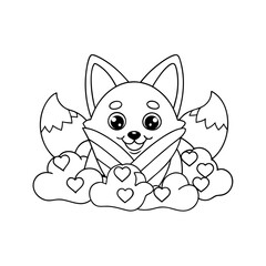 Cheerful Fox Hiding Coloring Page
