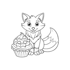 Cheerful Fox Decorating Coloring Page