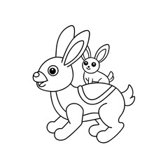 Happy Bunny Riding Coloring Page