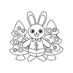 Happy Bunny Decorating Coloring Page