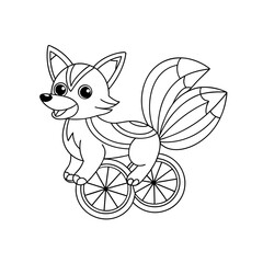 Happy Fox Balancing On Coloring Page