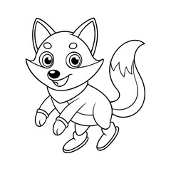 Happy Fox Ice Skating Coloring Page