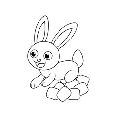 Smiling Bunny Hopping Coloring Page