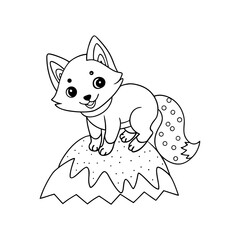 Smiling Fox Climbing Coloring Page