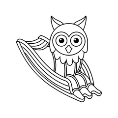 Smiling Owl Sliding Over Coloring Page