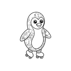 Smiling Penguin Skating Coloring Page
