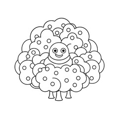 Smiling Snowman Hiding Coloring Page