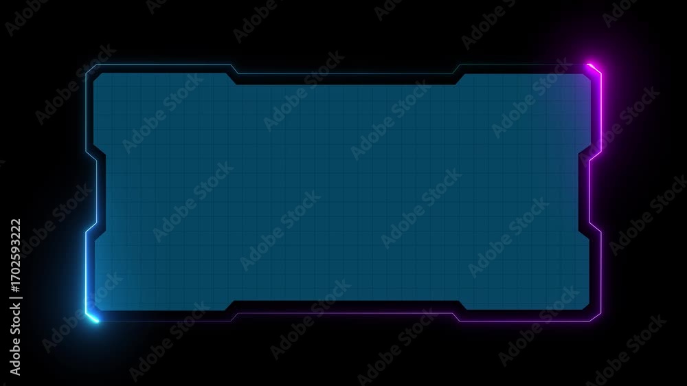 Poster abstract loop futuristic background. sci fi technology grid hud ui frame blue glowing technology sci