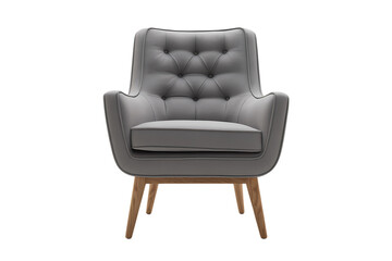 Stylish gray Leather Armchair isolated on transparent background