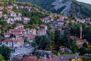 Fototapeta premium Göynük hillside townscape at dusk