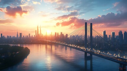 Fototapeta premium Scenic shanghai cityscape with oriental pearl tower and huangpu river image