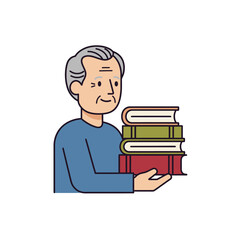 Man Elderly with books
