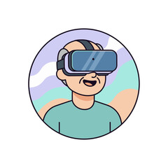 Man Elderly Using VR