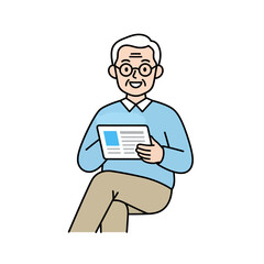 Elderly Reading E-Book