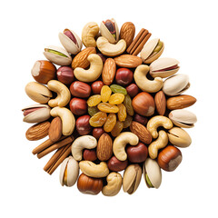 Dry fruits isolated on transparent background
