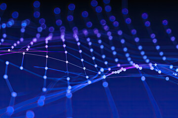 Futuristic network mesh connecting data points, ideal for technology presentations, modern designs, and innovative digital concepts