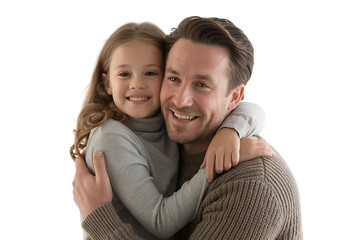 Father with her daughter isolated on transparent background