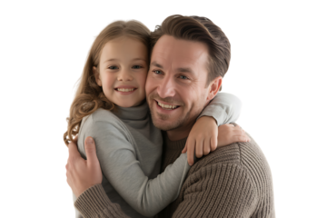 Father with her daughter isolated on transparent background