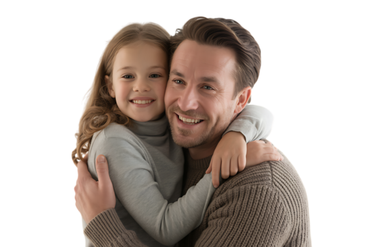 Father with her daughter isolated on transparent background