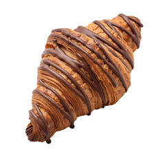 Chocolate croissant isolated on transparent background