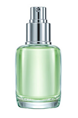 Naklejka premium Light green, clear glass bottle with chrome sprayer