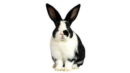 Black and white rabbit isolated on transparent background