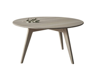Circle wooden table isolated on transparent background