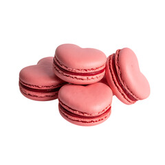 Heart shaped macarons isolated on transparent background