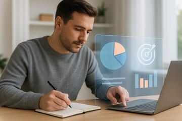 Data analysis process for business insights home office digital workspace modern environment professional viewpoint productivity concept