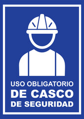 Rótulo comercial uso obligatorio de casco de seguridad