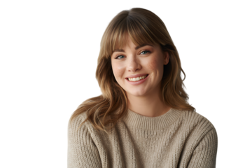 Young girl gorgeous look isolated on transparent background