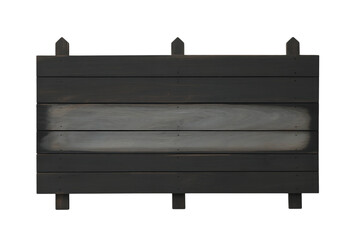 Black wooden board isolated on transparent background