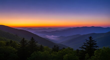 Sunrise Over the Smoky Mountains - A Breathtaking Vista.