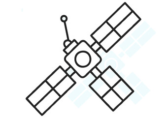 Obraz premium Satellite outline symbolizing space technology and communication with copy space
