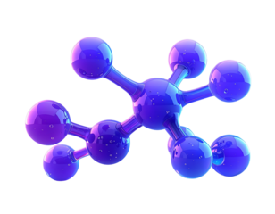 Firefly_3D purple and blue gradient model of a molecule, transparent background, PNG format,