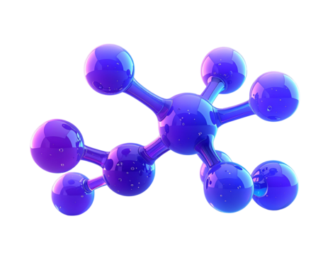Firefly_3D purple and blue gradient model of a molecule, transparent background, PNG format,