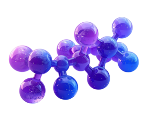 Firefly_3D purple and blue gradient model of a molecule, transparent background, PNG format,