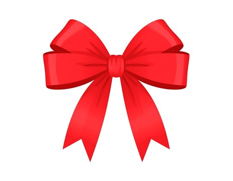 Red ribbon bow, gift wrapping