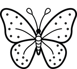 Simple Butterfly Outline Drawing for Kids Coloring Book or Educational Material on white background