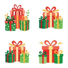 set of Christmas gift  boxes vector