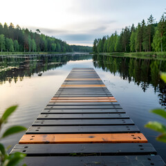 Obraz premium wooden bridge over lake