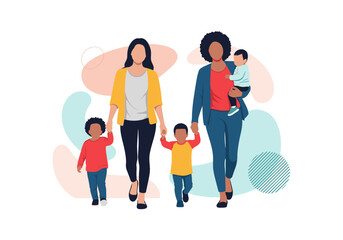 Fototapeta premium Diverse families joyful parenting together diverse backgrounds raising children with love and support