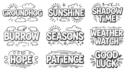 Fototapeta premium Weather Word Cloud: Captivating typography showcases various weather and seasonal themes, ideal for adding a touch of thematic style to any project. 
