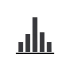 Grey bar chart graphic representing data analysis isolated on transparent background